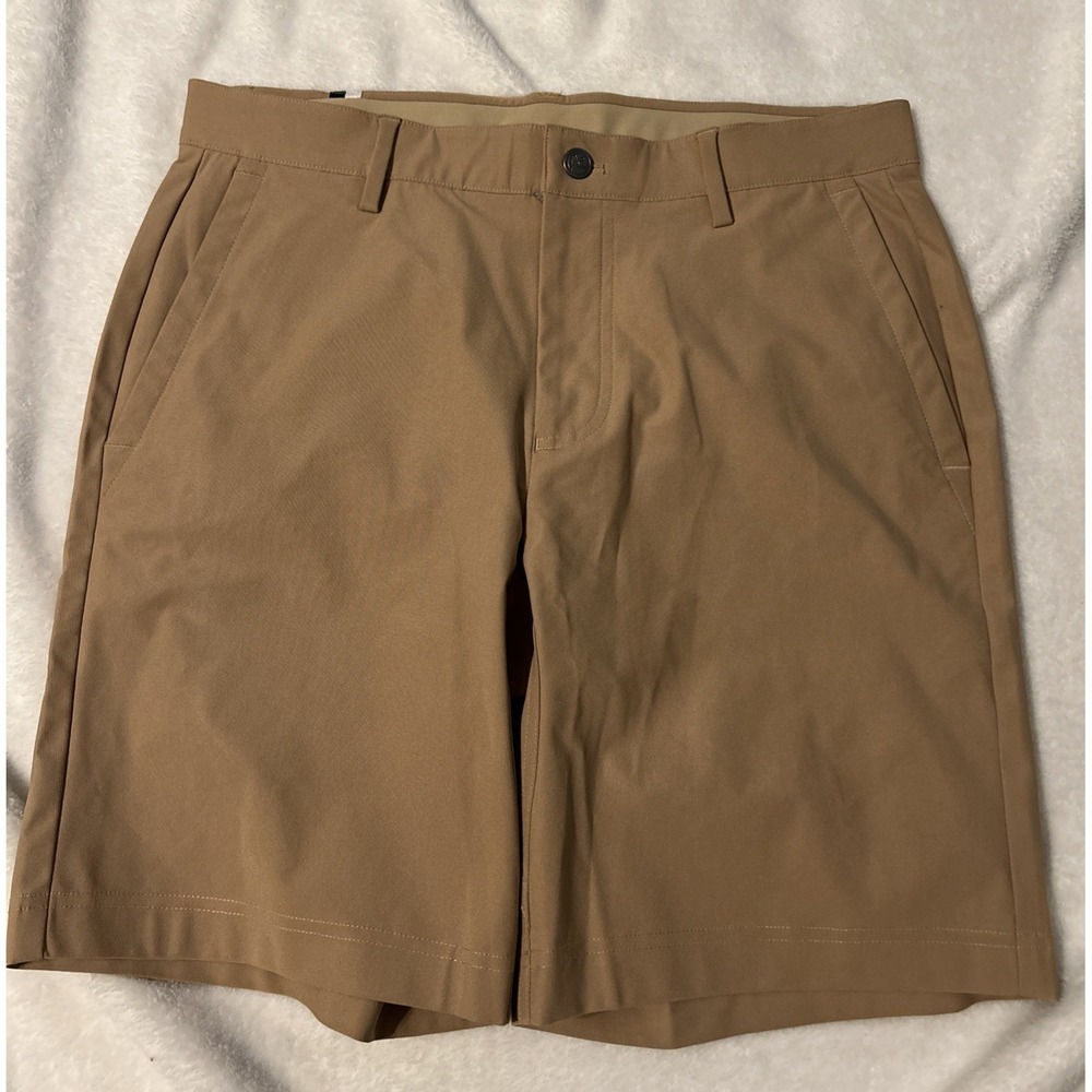 Rhoback Shorts Men's 32 Beige Looper Delta Stretch Golf Performance Stripes Dog